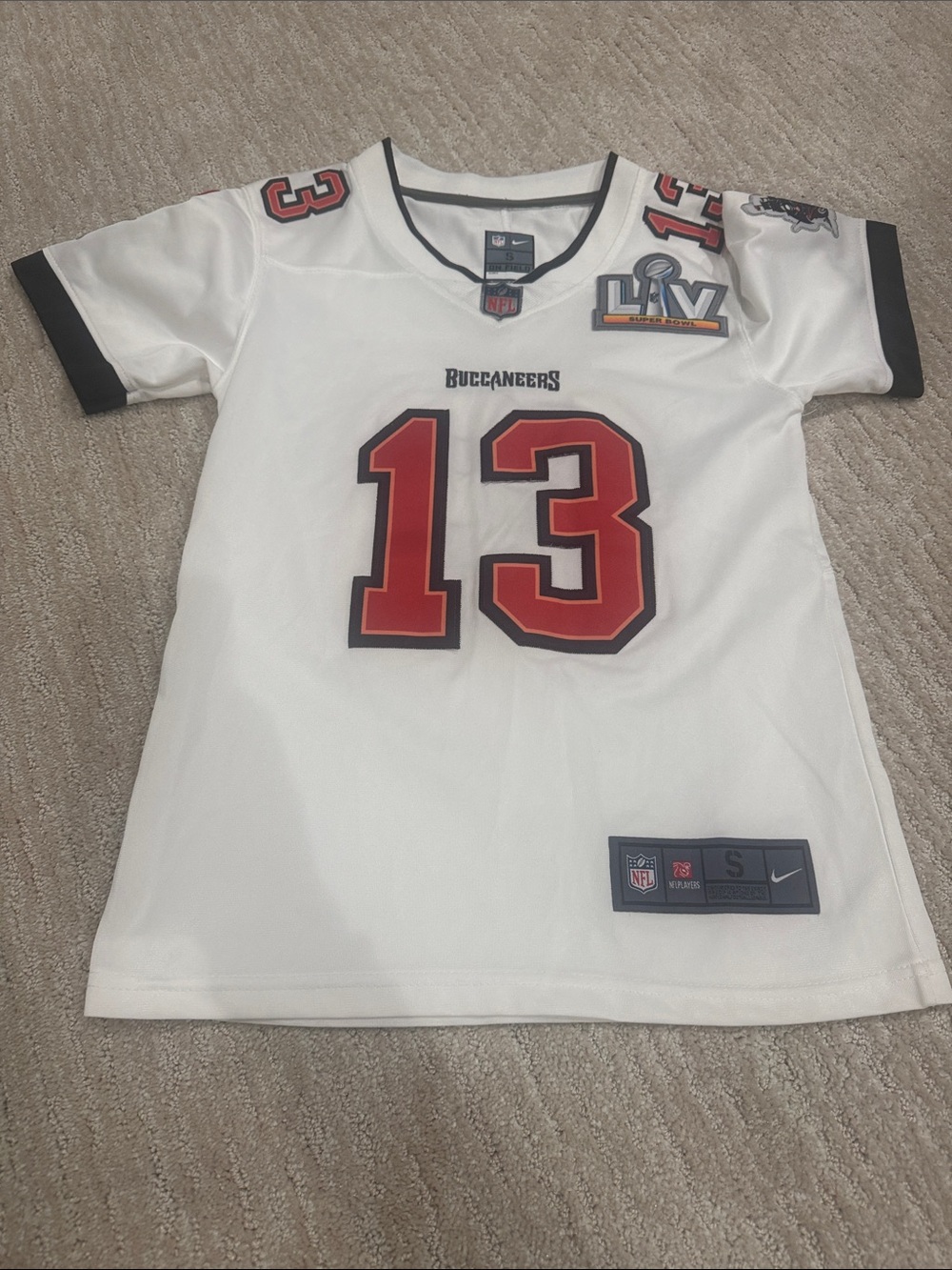 Nike Kids White Buccaneers #13 Football Jersey with Red Accents